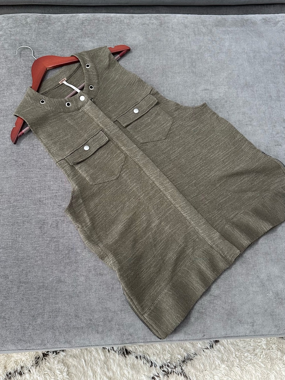 Free People Sleeveless Knit Utility Vest - Olive